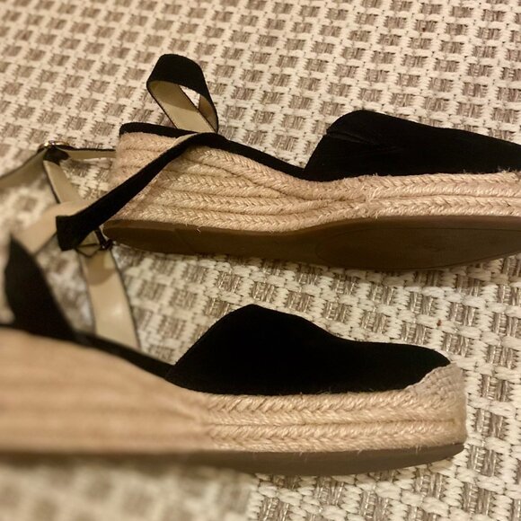 Sole Society Channing Black Suede Ankle Strap Platform Espadrille Sandal 8.5M - Picture 5 of 6